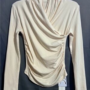 Commense Cream Ruched Top Blouse